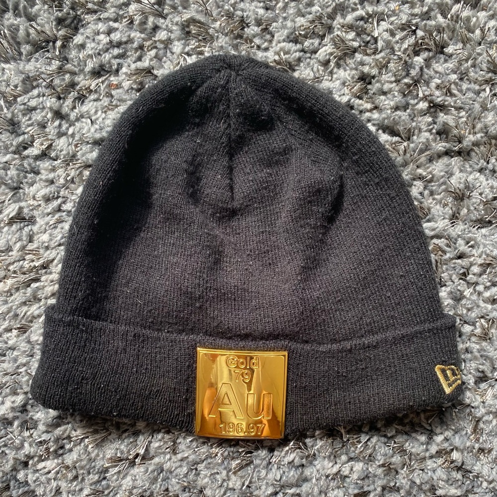 Black Beanie with Gold Plaque